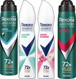 IGA Rexona Advanced Protection 72hr Antiperspirant Spray Selected Varieties offer