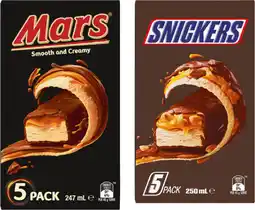 IGA Mars or Snickers Frozen Dessert Bars 5 Pack offer