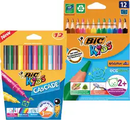 IGA BIC Cascade Medium Point Colouring Pens or Triangle Pencils 12 Pack offer