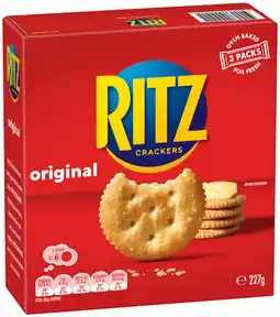 IGA Ritz Crackers 155-227g or Olina’s Bakehouse Crackers 100g Selected Varieties offer