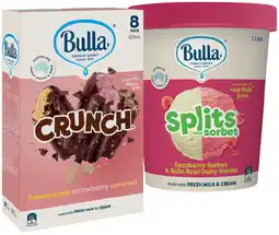 IGA Bulla Ice Cream Sticks 8-14 Pack, Tub 1 Litre or Chupa Chups Stick 10 Pack Selected Varieties offer