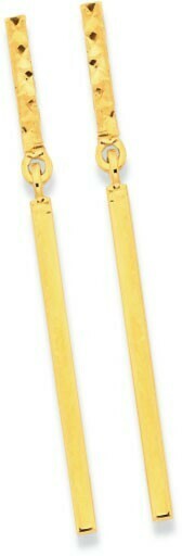 Prouds 9ct Gold Diamond-cut Double Bar Drop Stud Earrings offer