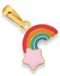 Prouds 9ct Gold Rainbow & Pink Star Enamel Pendant offer