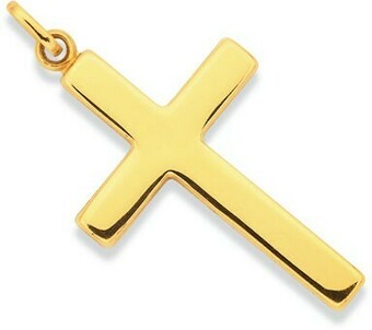 Prouds 9ct Gold 30mm Plain Cross Pendant offer