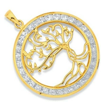Prouds 9ct Gold Cubic Zirconia Tree of Life Pendant offer