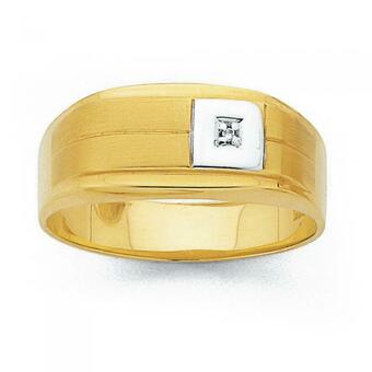 Prouds 9ct Yellow & White Gold Diamond Set Gents Ring offer
