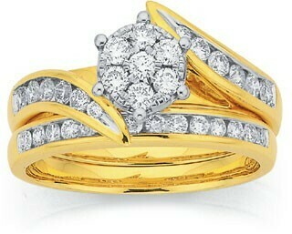 Prouds 9ct Gold Diamond Cluster Bridal Set offer