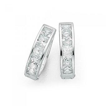 Prouds Sterling Silver Cubic Zirconia Huggies offer