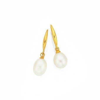 Prouds 9ct Gold Cultured Fresh Water Pearl Drop Earrings offer