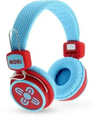 Myer Moki Kids Safe Volume Headphones - Blue/Red offer