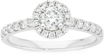 Angus & Coote 18ct White Gold Diamond Round Brilliant Cut Frame Shoulder Ring offer