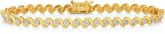 Angus & Coote 9ct Gold Diamond Wave Bracelet offer