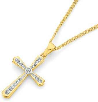 Angus & Coote 9ct Gold Diamond Cross Pendant offer