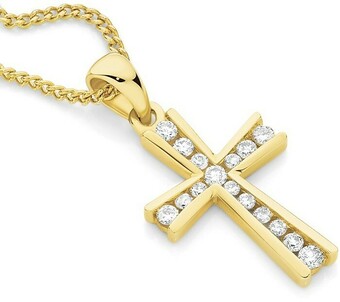 Angus & Coote 9ct Gold Diamond Cross Pendant offer