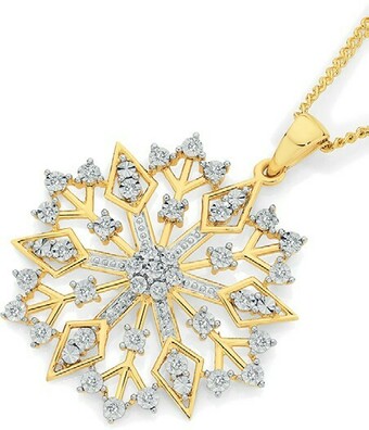 Angus & Coote 9ct Gold Diamond Snowflake Pendant offer