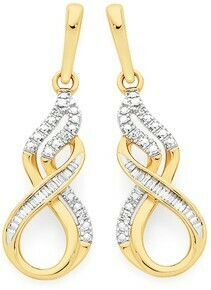 Angus & Coote 9ct Gold Diamond Infinity Drop Stud Earrings offer