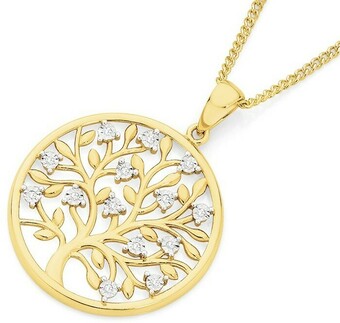 Angus & Coote 9ct Gold Diamond Tree of Life in Circle Pendant offer