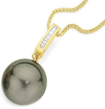 9ct Gold Tahitian Pearl & Diamond Enhancer Pendant