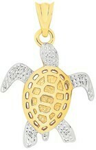 Angus & Coote 9ct Gold Two Tone Diamond-Cut Turtle Pendant offer