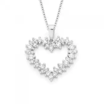 Angus & Coote Sterling Silver Fancy Cubic Zirconia Open Heart Pendant offer