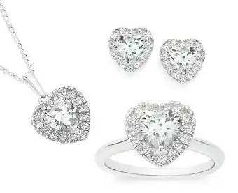 Angus & Coote Sterling Silver Cubic Zirconia Small Heart Cluster Set offer