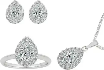 Angus & Coote Sterling Silver Small Cubic Zirconia Pear Cluster Set offer