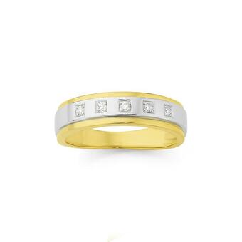 Angus & Coote 9ct Gold Two Tone Men's Diamond Ring offer