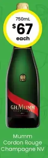 The Bottle O Mumm Cordon Rouge Champagne NV offer