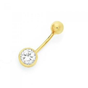 Goldmark 9ct Gold Round Cubic Zirconia Belly Bar offer