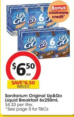 Coles Sanitarium Original Up&Go Liquid Breakfast offer