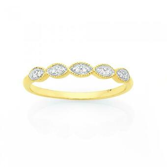 Goldmark 9ct Gold Diamond 5x Oval Bar Ring offer