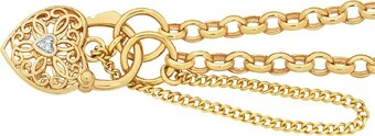 9ct Gold 19cm Solid Belcher Diamond Padlock Bracelet