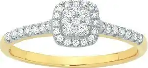 Goldmark 9ct Gold Diamond Cluster Framed Cushion Shape Ring offer