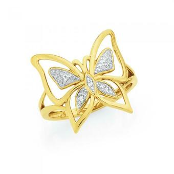 Goldmark 9ct Gold Diamond Butterfly Ring offer