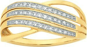 Goldmark 9ct Gold Diamond Three Row Crossover Ring offer