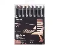 Ironlak Tri-grip Twin Graphic Markers Skin Tones 8 Pack