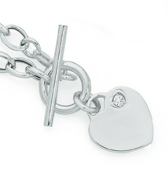 Goldmark Sterling Silver Cubic Zirconia Heart FOB Bracelet offer