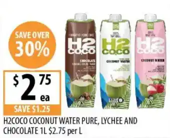 Supabarn H2COCO Coconut Water Pure, Lychee and Chocolate offer
