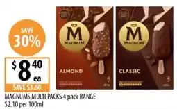 Supabarn Magnums Multi Packs 4 pack Range offer