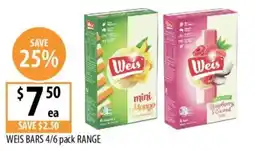 Supabarn Weis Bars 4/6 pack Range offer