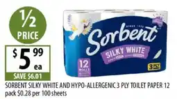 Supabarn Sorbent Silky White and Hypo-Allergenic 3 Ply Toilet Paper offer