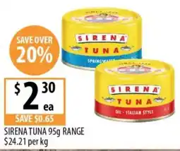 Supabarn Sirena Tuna 95g Range offer