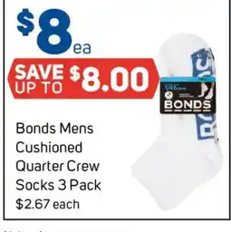Foodland Bonds Mens Cushioned Quarter Crew Socks offer