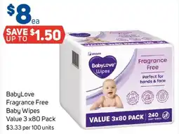 Foodland BabyLove Fragrance Free Baby Wipes offer
