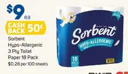 Foodland Sorbent Hypo-Allergenic 3 Ply Toilet Paper offer