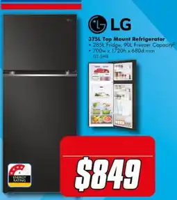 The Good Guys LG 375L Top Mount Refrigerator offer