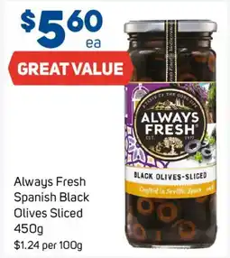 Foodland Always Fresh Spanish Black Olives Sliced offer