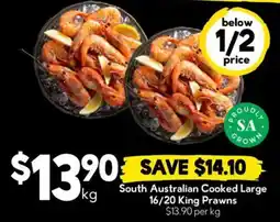 Drakes South Australian Cooked Large 16/20 King Prawns offer