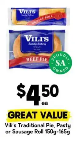 Drakes Vili's Traditional Pie, Pasty or Sausage Roll offer