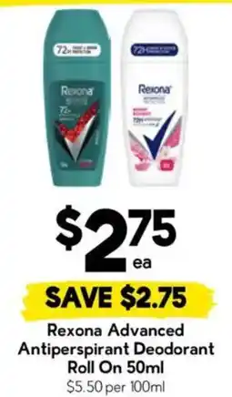 Drakes Rexona Advanced Antiperspirant Deodorant Roll On offer